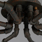 Industrial Vintage Round Iron Flush Mount Ceiling Light - Available in 4, 6, or 8 Lights