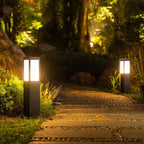 Contemporary Solar-Powered Square Column Outdoor Pathway Light - Waterproof Design