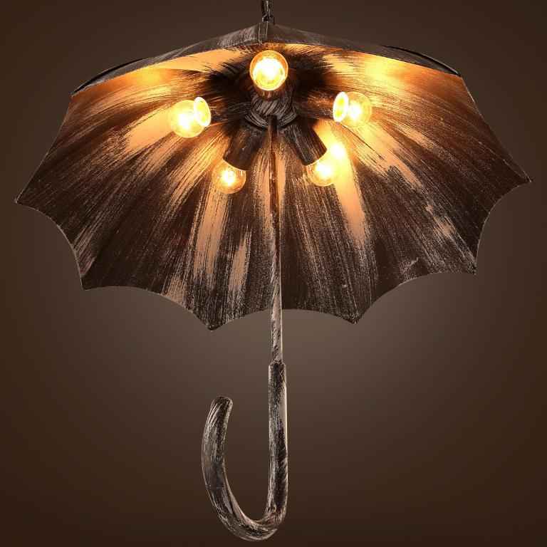 Vintage Industrial 5-Light Umbrella Chandelier
