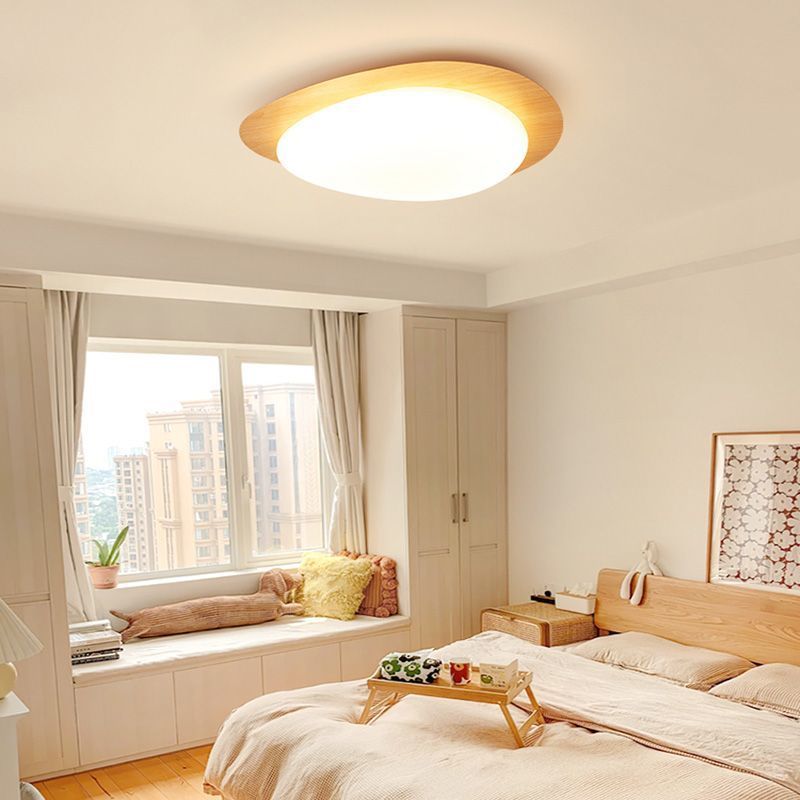 Modern Scandinavian Pebble-Shaped Iron and Acrylic LED Flush Mount Ceiling Light for Bedrooms