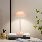 Scandinavian Brass Pleated Fabric Cone Table Light | 1-Light