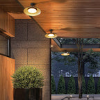 Modern Scandinavian Carbonized Steel Round Waterproof 1-Light Semi-Flush Mount Ceiling Light for Outdoor Patios