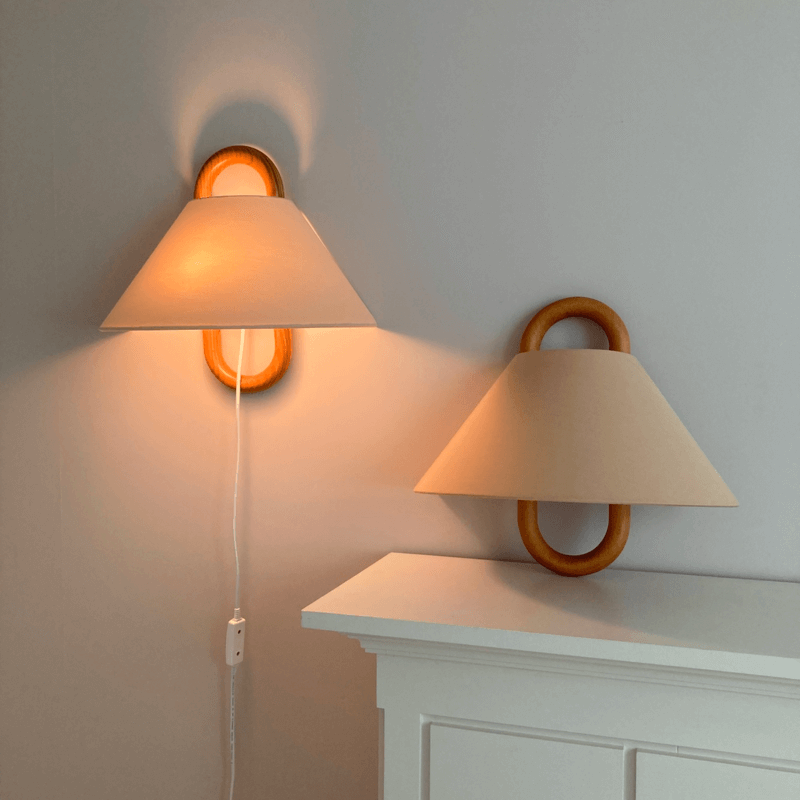 Bela Wall Sconce | Natural Beechwood, Soft Fabric Shade
