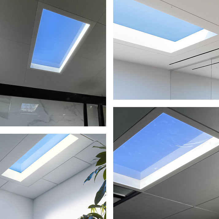 Contemporary Minimalist Blue Sky Metal LED Flush Mount Ceiling Light for Living Room