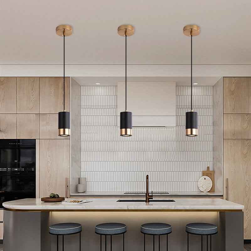 Nordic Minimalist Iron Mini Pendant Light - 1-Light Column Design