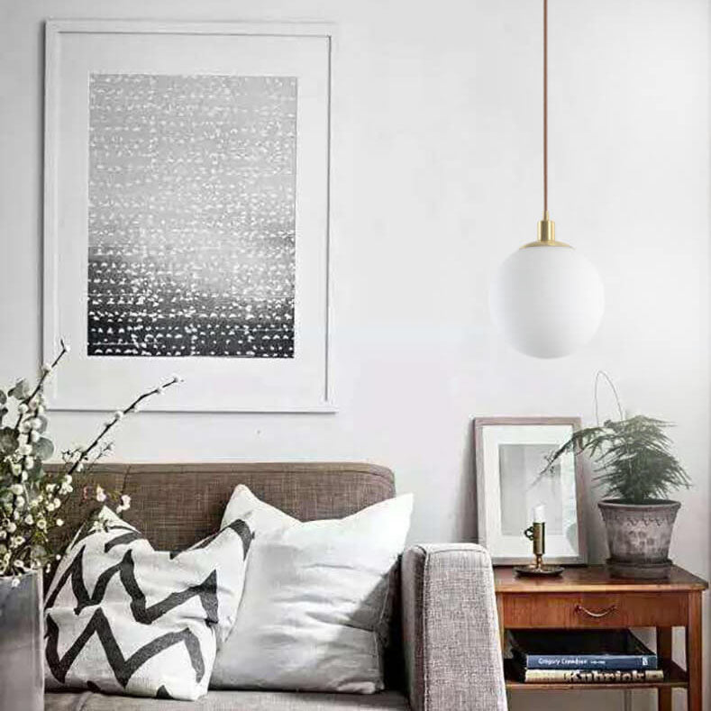 Scandinavian Minimalist White Orb Single Pendant Light