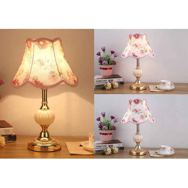 Vintage Nordic Floral Glass Table Lamp with Single Light