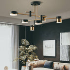 Contemporary Minimalist Black and Gold Semi-Flush Mount Light with 4-8 Bulb Capacity