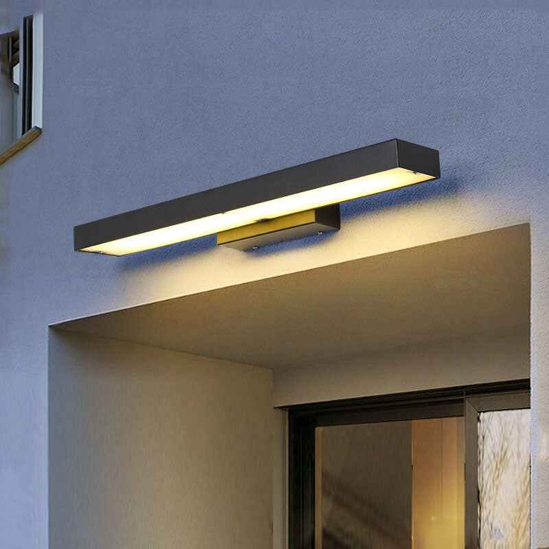 Contemporary Minimalist Rectangular Flat LED Outdoor Wall Sconce with Sensor - Waterproof