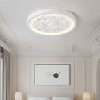 Contemporary Minimalist Carved Iron and Resin Acrylic LED Flush Mount Ceiling Light for Bedroom