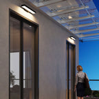 Contemporary Minimalist Rectangular Flat LED Outdoor Wall Sconce with Sensor - Waterproof