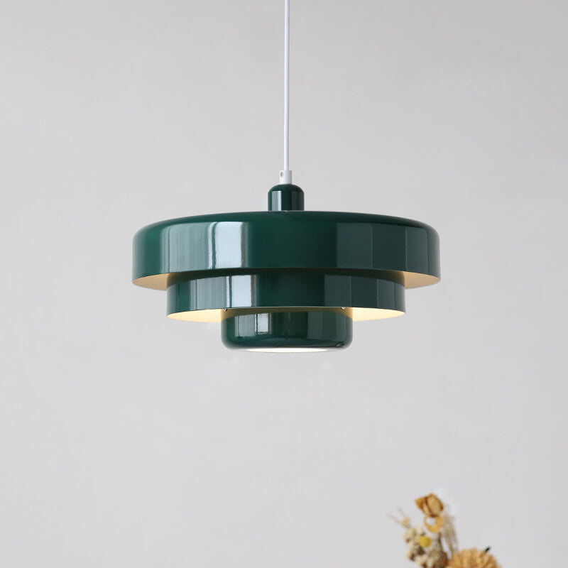 Vintage Nordic Multi-Layer Round Metal Pendant Light with Single Bulb