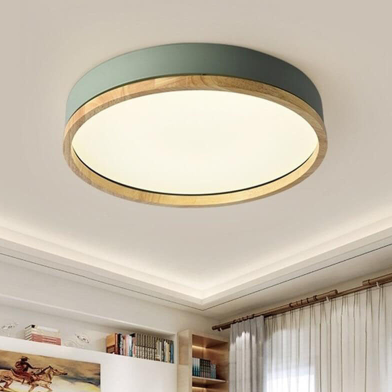 Elegant Round Acrylic LED Flush Mount Ceiling Light - Macaron Style