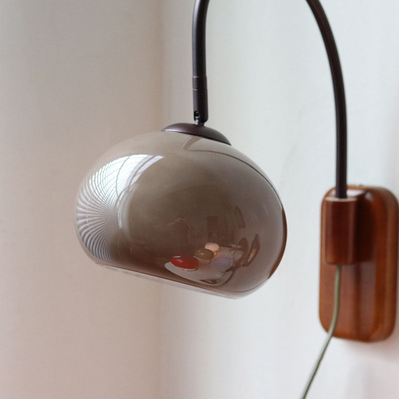 Minimalist European Glass and Solid Wood 1-Light Wall Sconce