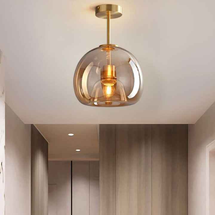 Navi Glass Ball Ceiling Light | Semi-Flush Mount, Smoke Grey or Amber