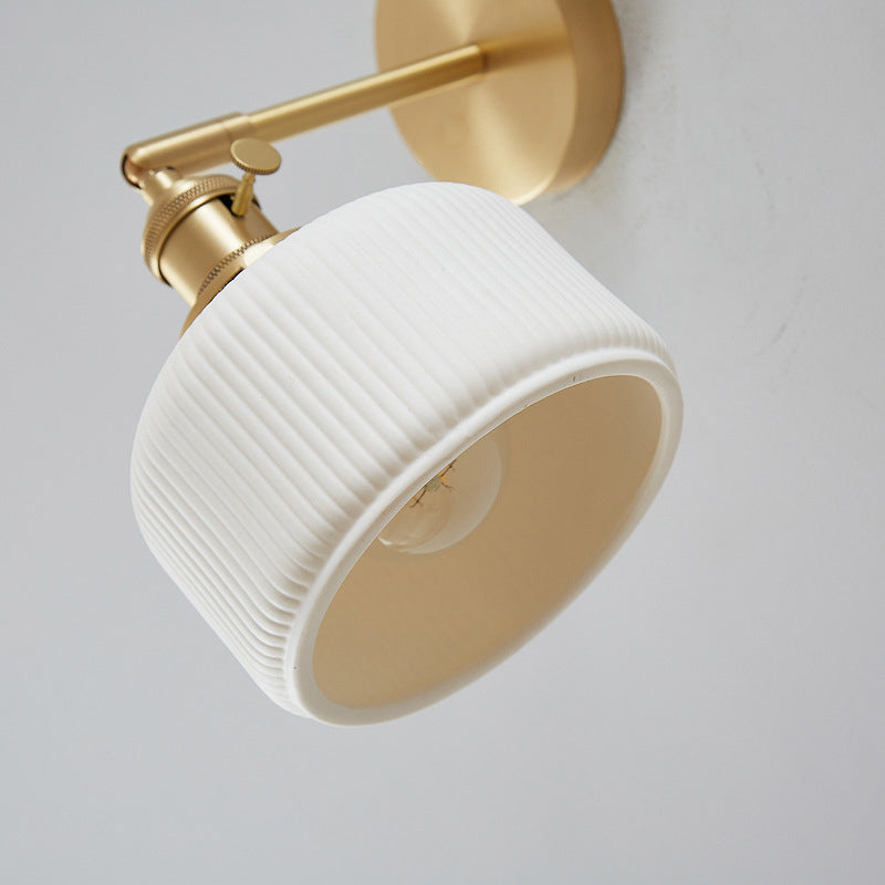 Contemporary Minimalist Striped Ceramic Wall Sconce Lamp with 1 Light