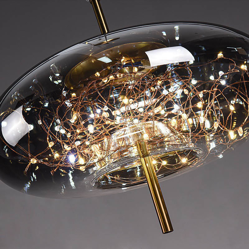 Modern Scandinavian Oval Glass Cylinder Pendant Light - 1-Light Fixture for Bedroom