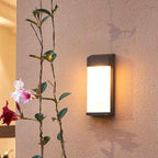 Waterproof Outdoor LED Wall Sconce Lamp with Solar-Powered Frosted Glass Design