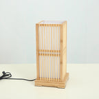 Minimalist Japanese Wooden Square Column Table Lamp with Single Light