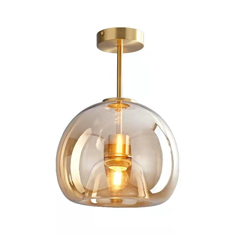 Navi Glass Ball Ceiling Light | Semi-Flush Mount, Smoke Grey or Amber