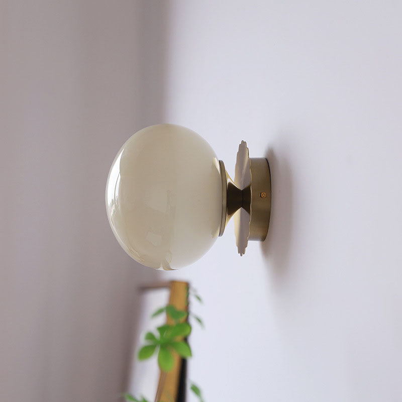 Contemporary Vintage Minimalist Round Iron and Glass 1-Light Wall Sconce