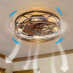 Nordic Industrial Wrought Iron 4-Light Flush Mount Ceiling Fan with Invisible Design