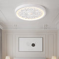 Contemporary Minimalist Carved Iron and Resin Acrylic LED Flush Mount Ceiling Light for Bedroom