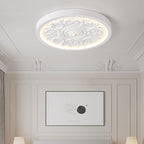 Contemporary Minimalist Carved Iron and Resin Acrylic LED Flush Mount Ceiling Light for Bedroom