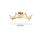 Modern Kids' Crown Design Iron Acrylic LED Semi-Flush Ceiling Light for Bedroom