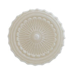 Vintage French White Jade Glass Striped Round Drum LED Semi-Flush Mount Ceiling Light