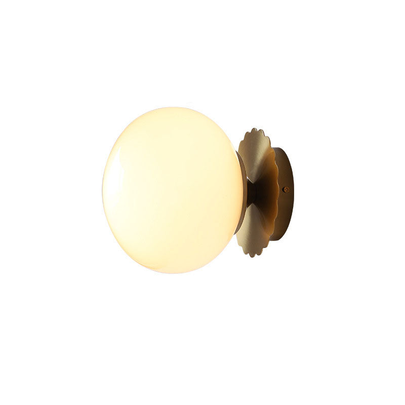 Contemporary Vintage Minimalist Round Iron and Glass 1-Light Wall Sconce