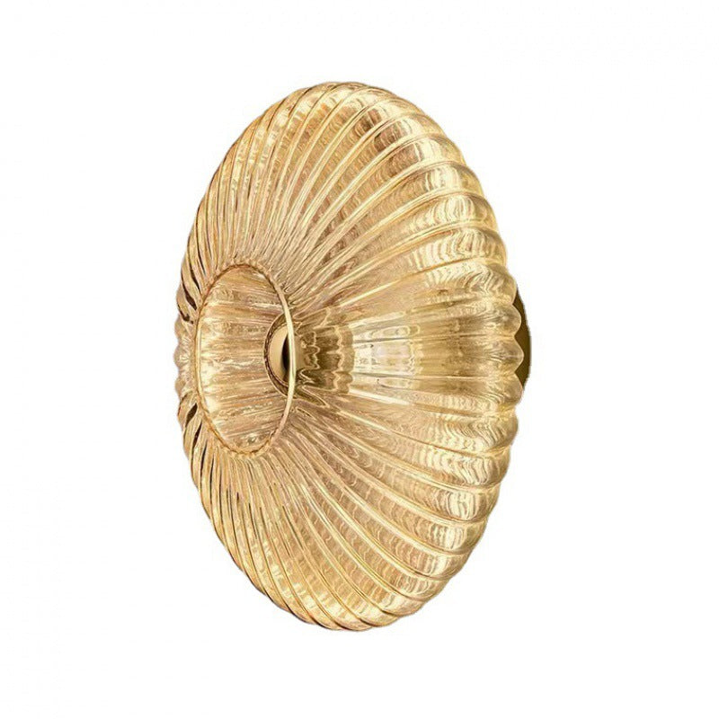 Vintage Nordic Striped Glass Round Disc Wall Sconce Lamp with 1 Light
