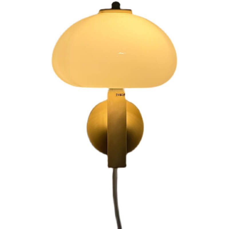 Nordic Vintage White Glass Dome Mushroom Wall Sconce Lamp with Single Light