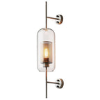Modern Industrial Cylinder Glass Shade Wall Sconce Lamp with Iron Finish Frame - 1-Light Design for Bedroom