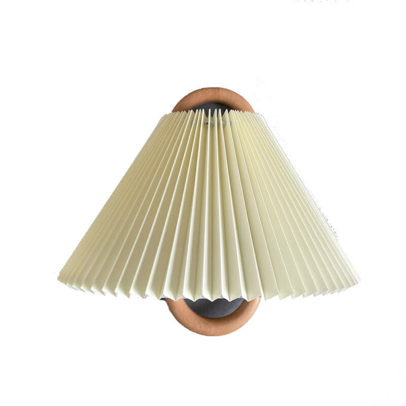 Contemporary Solid Wood Pleated Semi-Circle Wall Sconce Lamp with Single Light