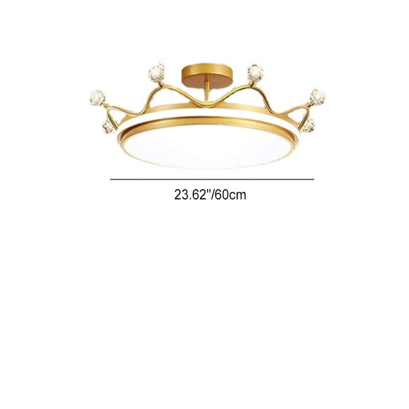 Modern Kids' Crown Design Iron Acrylic LED Semi-Flush Ceiling Light for Bedroom