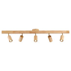 Japanese Minimalist LED Wooden Track Lighting - Semi-Flush Mount Ceiling Light (2/3/4/5 Lights)