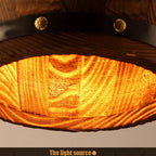 Rustic Round Wooden Wine Barrel Pendant Light - 1-Light Fixture for Dining Room