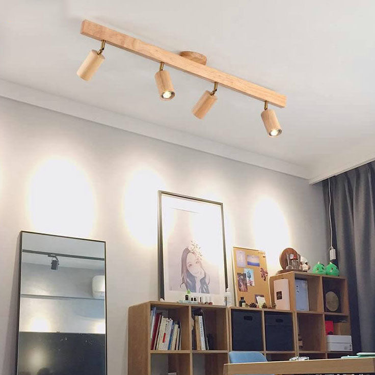 Japanese Wooden LED Semi-Flush Mount Ceiling Light |2 Light