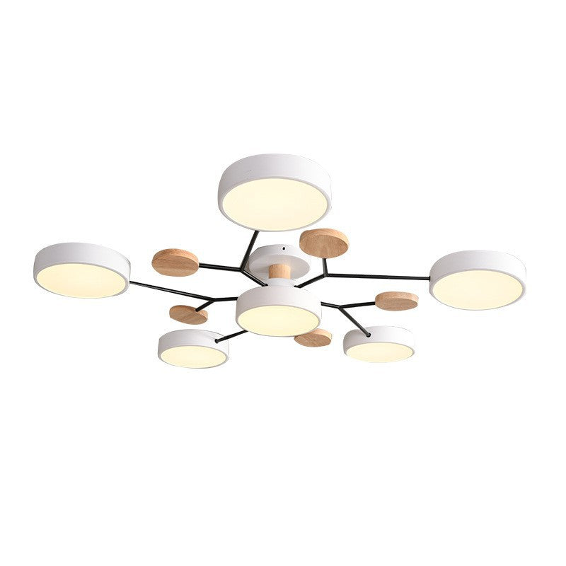 Modern Scandinavian Round LED Semi-Flush Mount Ceiling Light with Molecule Branch Design for Living Room