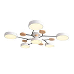 Modern Scandinavian Round LED Semi-Flush Mount Ceiling Light with Molecule Branch Design for Living Room
