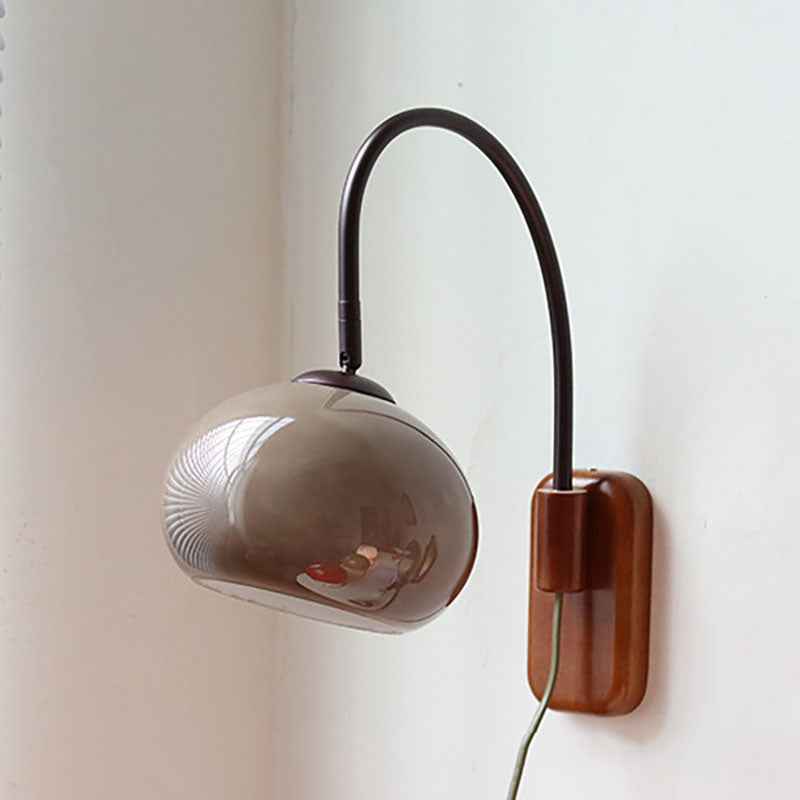 Minimalist European Glass and Solid Wood 1-Light Wall Sconce