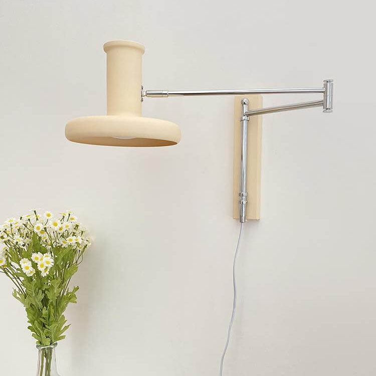 Beige Minimalist Nordic Swing Arm Wall Sconce Lamp - 1 Light