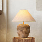 Contemporary Shabby Chic Cone-Shaped Fabric and Ceramic 1-Light Table Lamp for Bedroom