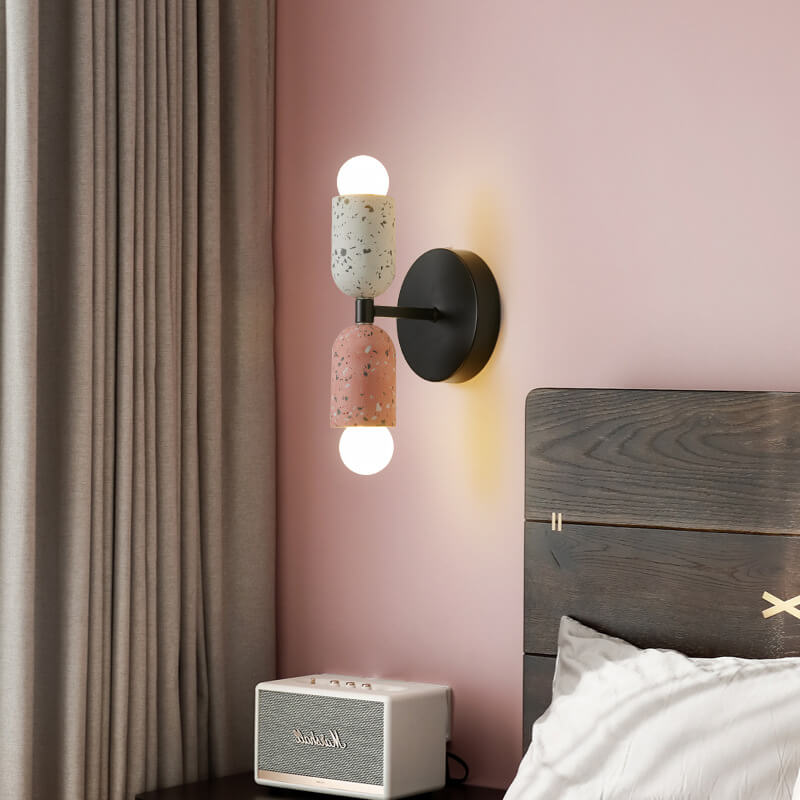 Contemporary Wabi-Sabi Iron and Cement 2-Light Wall Sconce