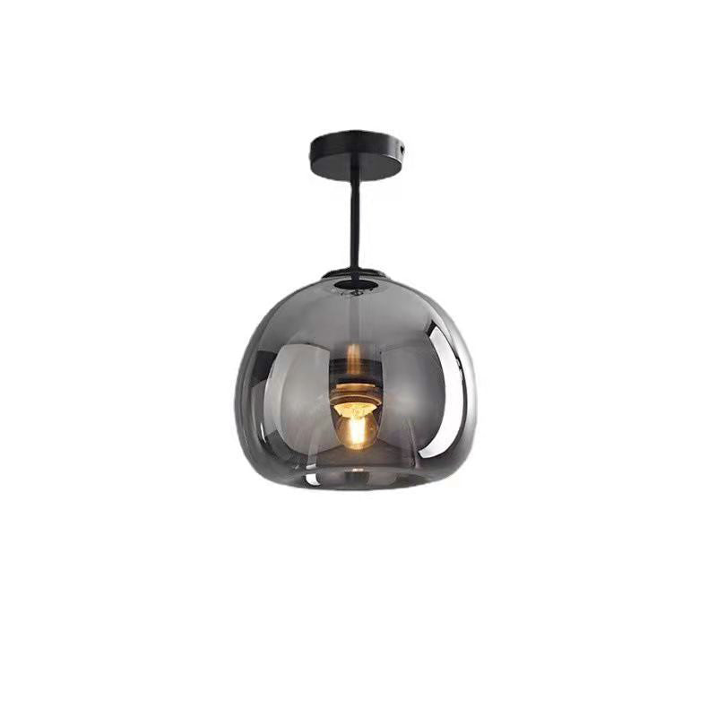 Nordic Style Elegant Round Glass Ball Semi-Flush Mount Ceiling Light - 1-Light
