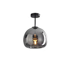 Nordic Style Elegant Round Glass Ball Semi-Flush Mount Ceiling Light - 1-Light