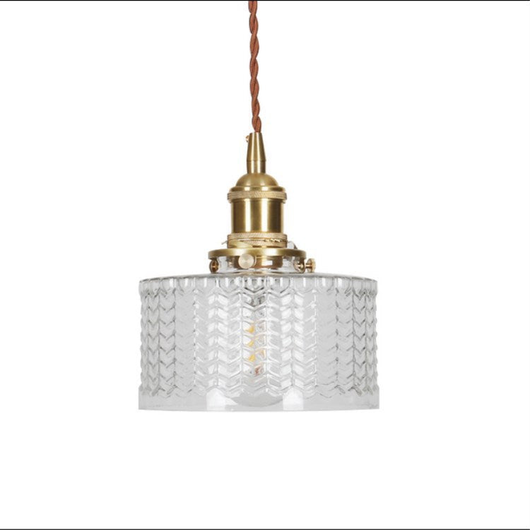 Japanese Brass Glass 1-Light Round Pendant Light