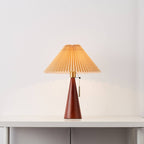 Japanese Minimalist Wooden Pleated Fabric LED Table Lamp 1-Light