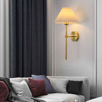 Retro Pleated Fabric Shade Wall Sconce Lamp with Straight Arm - 1-Light